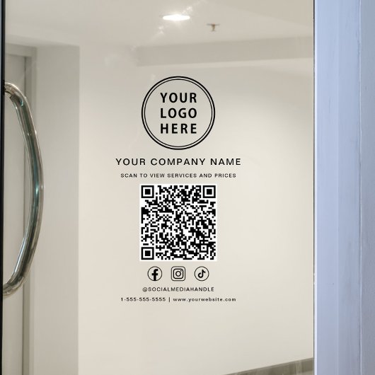 Business Logo Social Media QR Code Raamsticker