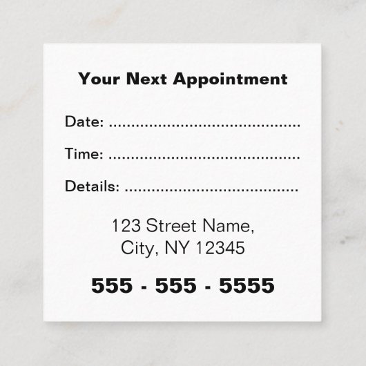 Business Logo Square Zwart Wit Afspraakkaart Afsprakenkaartje (Achterkant)