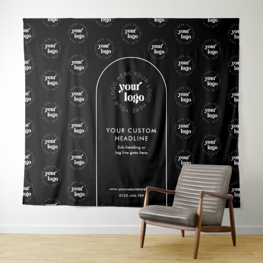 Business Logo Step Repeat Pattern Backdrop Banner Wandkleed (In Situ (horizontaal))