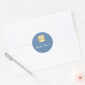 Business logo stoffig blauw bedankt ronde sticker (Envelop)
