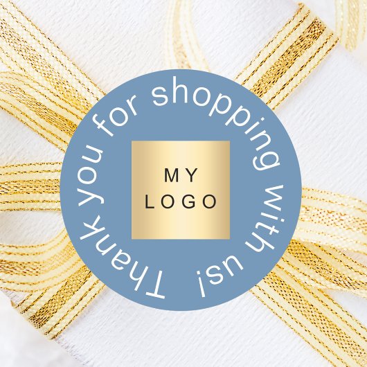 Business logo stoffig blauw bedankt ronde sticker