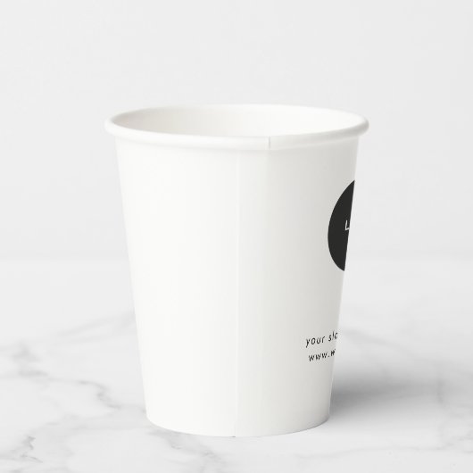 Business Logo | Stylish Black Modern Professional  Papieren Bekers (Rechts)