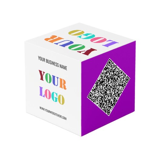 Business Logo Tekst QR Code Promotie Kubus Sjabloo (Achter hoekig)