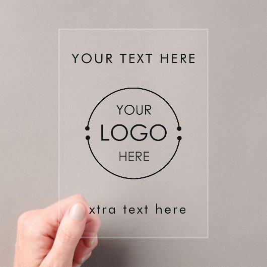 Business Logo Text Modern Minimalist Branded  Acryl Uitnodigingen (Insitu (Draagbaar))