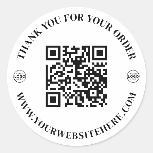 Business Logo Thank You Ronde Sticker (Voorkant)