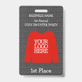 Business Logo Ugly Sweater Party Winner Badge (Voorkant)