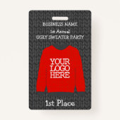 Business Logo Ugly Sweater Party Winner Badge (Voorkant)