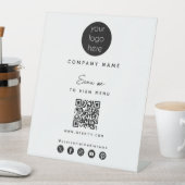 Business Logo Uitzicht Menu QR Code Social Media Reclamebord Met Voetstuk (Insitu)