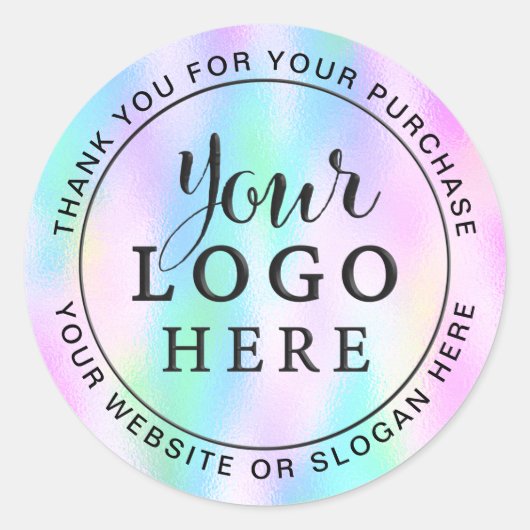 Business Logo Unicorn Iridescent Holographic Ronde Sticker (Voorkant)