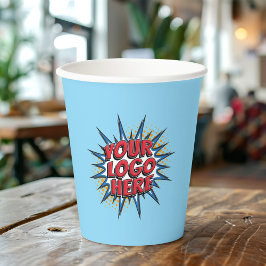 Business Logo Upload Marketing Event Licht Blauw Papieren Bekers