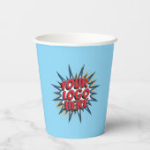 Business Logo Upload, voor & achter, lichtblauw Papieren Bekers (Achterkant)