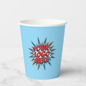 Business Logo Upload, voor & achter, lichtblauw Papieren Bekers (Voorkant)