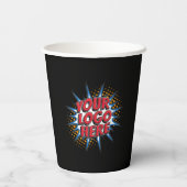 Business Logo Upload, voor & achter, zwart Papieren Bekers (Achterkant)