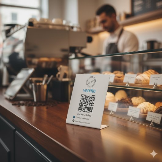 Business Logo Venmo QR Code Betaling - Scannen naa Reclamebord Met Voetstuk