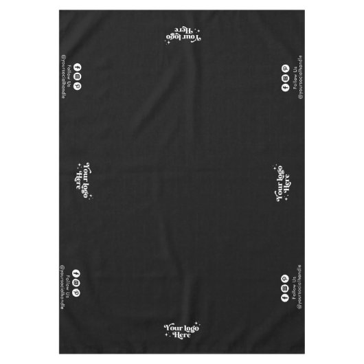 Business Logo Volg ons Social Show Display Zwart Tafelkleed (Voorkant)