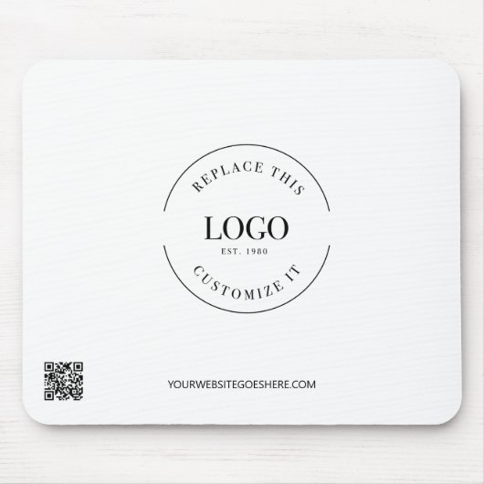 Business logo website eenvoudig Zwart wit Custom Muismat (Voorkant)