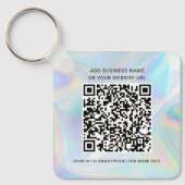 Business Logo Website en QR Code Holographic Sleutelhanger (Voorkant)