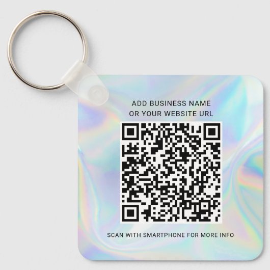 Business Logo Website en QR Code Holographic Sleutelhanger (Voorkant)