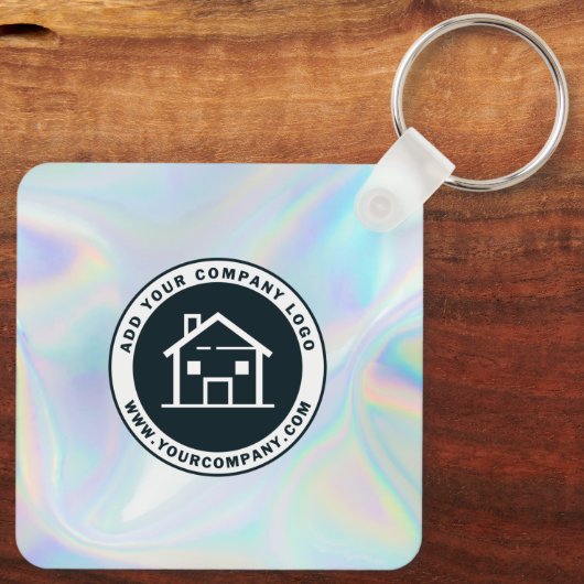 Business Logo Website en QR Code Holographic Sleutelhanger (Achterkant)