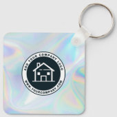 Business Logo Website en QR Code Holographic Sleutelhanger (Achterkant)