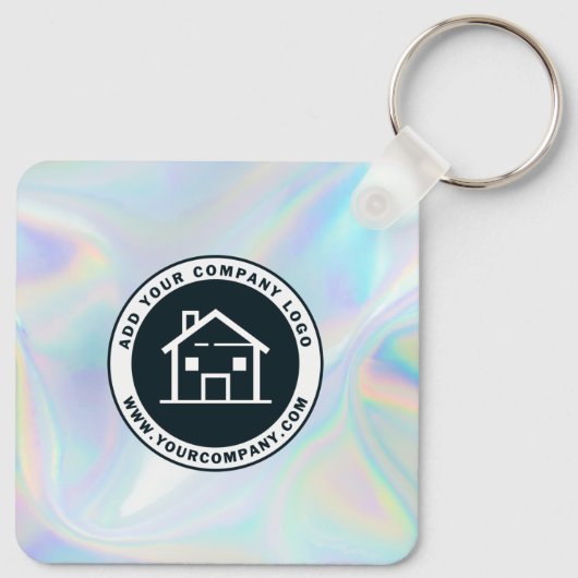 Business Logo Website en QR Code Holographic Sleutelhanger (Achterkant)