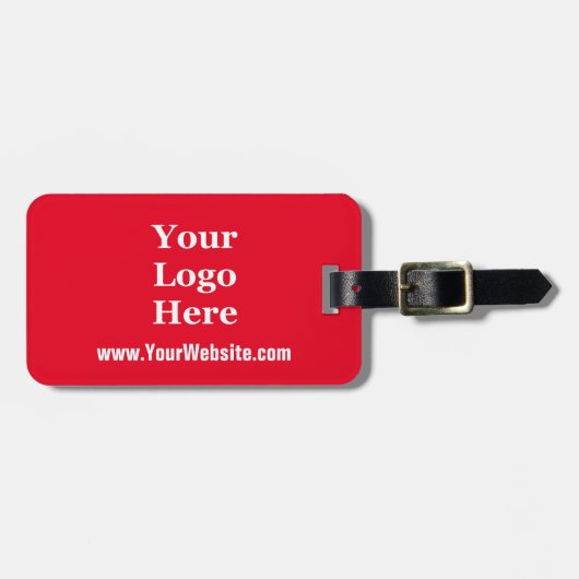 Business Logo Website Helder Rood en Wit Bagagelabel (Voorkant horizontaal)