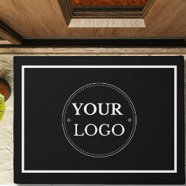 Business Logo White Border Black Promo Branding Deurmat