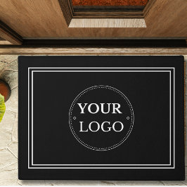 Business Logo White Border Black Promo Branding Deurmat