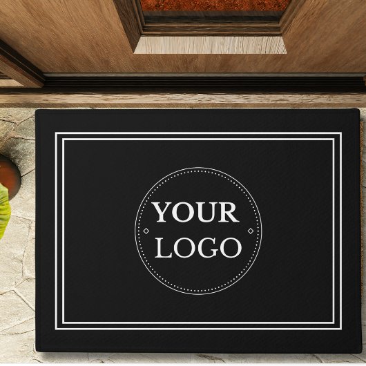 Business Logo White Border Black Promo Branding Deurmat