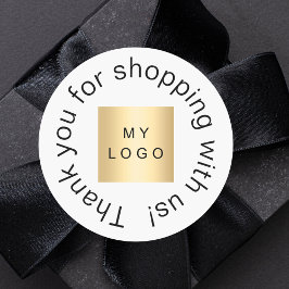 Business logo white, eenvoudig bedankt ronde sticker
