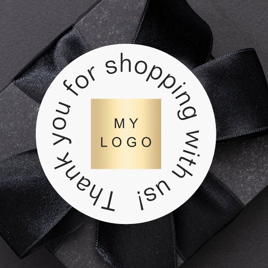 Business logo white, eenvoudig bedankt ronde sticker