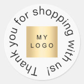 Business logo white, eenvoudig bedankt ronde sticker (Voorkant)