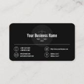 Business Logo White Icons Classy Black Visitekaartje (Voorkant)