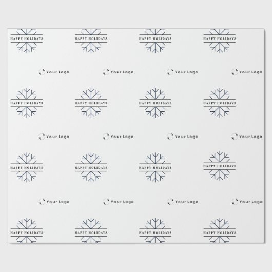 Business Logo White Kerstmis Snowflake LP Cadeaupapier (Vlak)