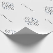 Business Logo White Kerstmis Snowflake LP Cadeaupapier (Hoek)