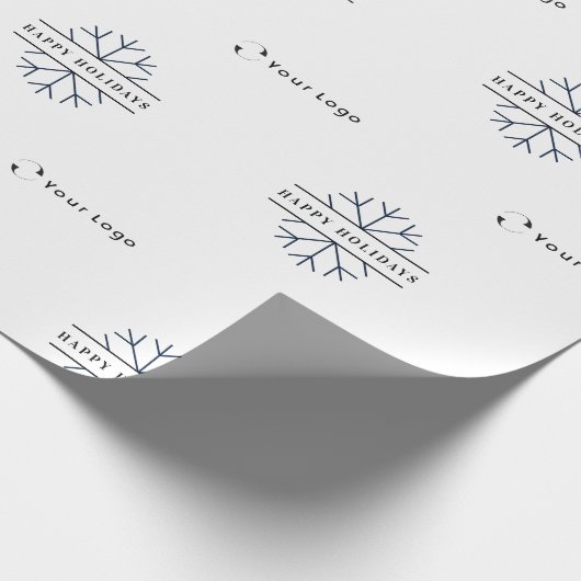Business Logo White Kerstmis Snowflake LP Cadeaupapier (Hoek)