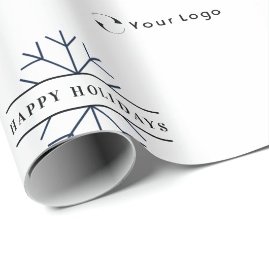 Business Logo White Kerstmis Snowflake LP Cadeaupapier (Rol Hoek)