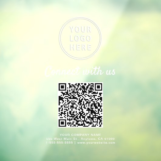 Business Logo White Lettering Create Your QR Code  Raamsticker (Vel 3)
