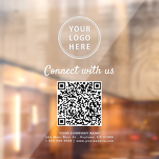 Business Logo White Lettering Create Your QR Code  Raamsticker (Vel 2)