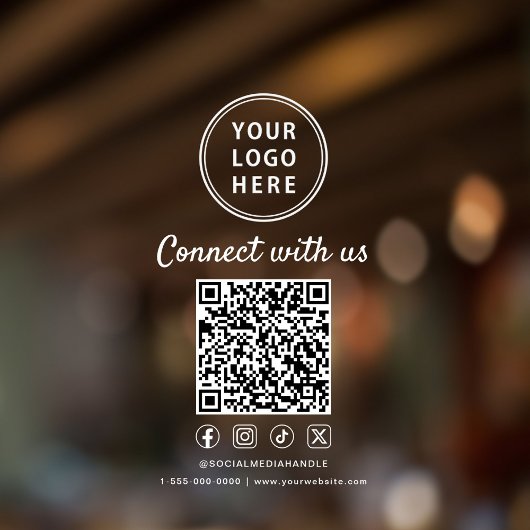 Business Logo White Lettering Create Your QR Code Raamsticker