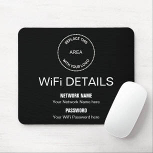 Business Logo WiFi Details Kantoor desk zwart Muismat
