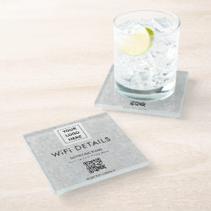 Business Logo WiFi Details Workspace Decor Glazen Onderzetter
