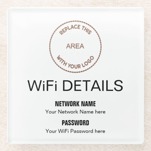 Business Logo WiFi Details Workspace Decor Glazen Onderzetter (Voorkant)