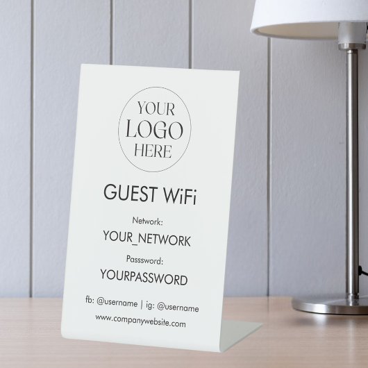 Business Logo Wifi Network Password Simple Modern Reclamebord Met Voetstuk
