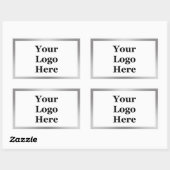 Business Logo Wit en Zilver Geborsteld Metaal Look Rechthoekige Sticker (Vel)