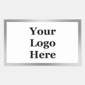 Business Logo Wit en Zilver Geborsteld Metaal Look Rechthoekige Sticker (Voorkant)