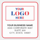 Business Logo wit vierkant retouradresslabels Vierkante Sticker (Voorkant)