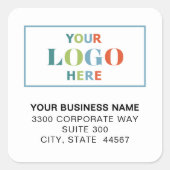 Business Logo wit vierkant retouradresslabels Vierkante Sticker (Voorkant)