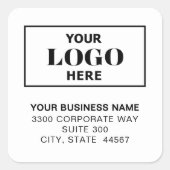 Business Logo wit vierkant retouradresslabels Vierkante Sticker (Voorkant)