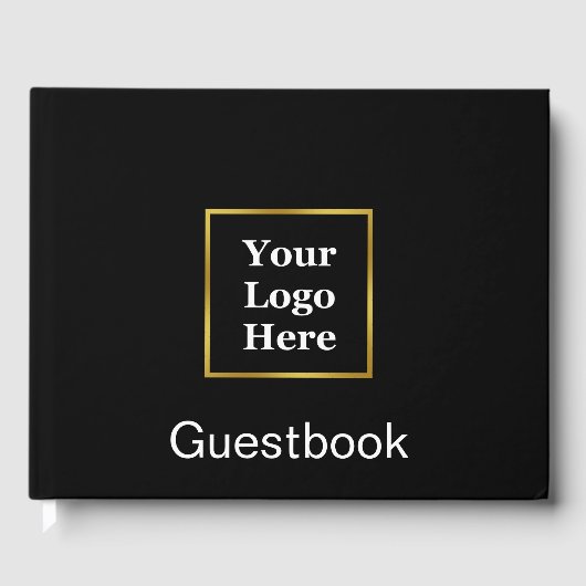 Business Logo with Text Black and Gold Elegant Gastenboek (Voorkant)